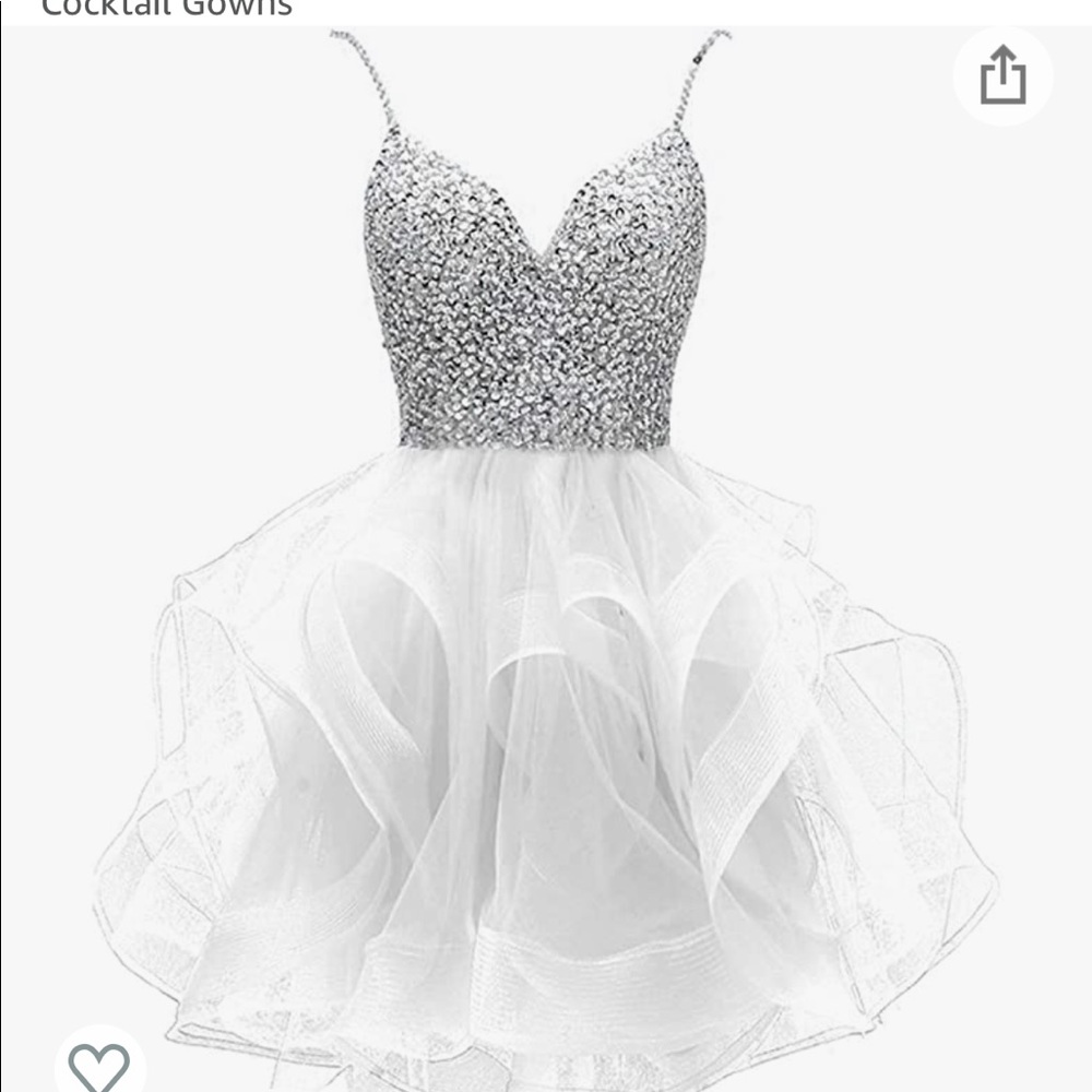 Homecoming/Prom/Birthday/Party Dress-White Skater Rhinestone Dress